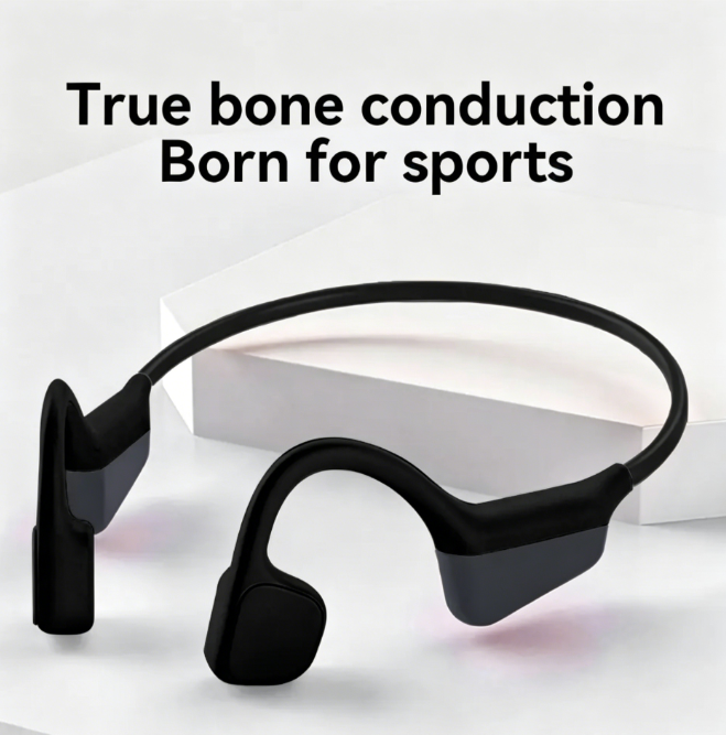 i18pro Bone Conduction Neckband Wireless Earphones - Open Ear Sports Headset with Mic and Stereo Sound (Black)