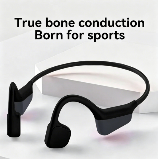 i18pro Bone Conduction Neckband Wireless Earphones - Open Ear Sports Headset with Mic and Stereo Sound (Black)