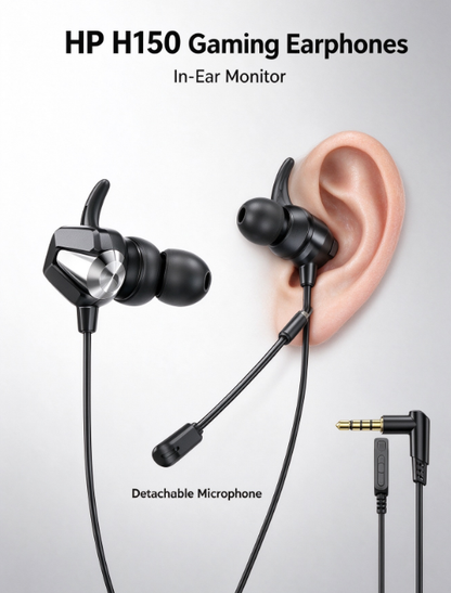 HP 3.5mm Wired Gaming Earbuds – Detachable HD Mic, Dual Drivers, Low Latency for PC, PS5 & Xbox