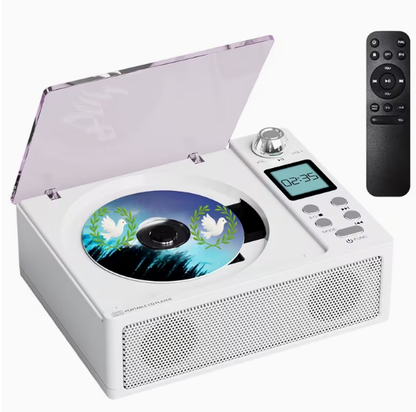 Multifunctional CD Player with Dual Stereo Speakers – USB/AUX Input, FM Radio, Type-C Charging, LED Display, Remote Control, Bluetooth Receiver & Stereo Earphone Jack