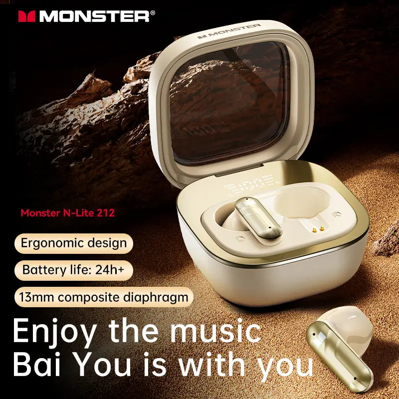 Monster W50 Wireless Sports Bluetooth Headset - Semi-In-Ear, Noise Reduction, Universal Long Battery Life