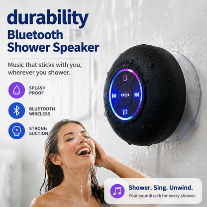 Waterproof Bluetooth Speaker with Suction Cup & Lanyard 2-in-1 Portable Wireless Shower Speaker for Bathroom, Outdoor, Beach & Car RGB LED Mini Travel Speaker for Hiking Camping | Gift for Men Women – 🔥 Order 1 Get 2 🔥