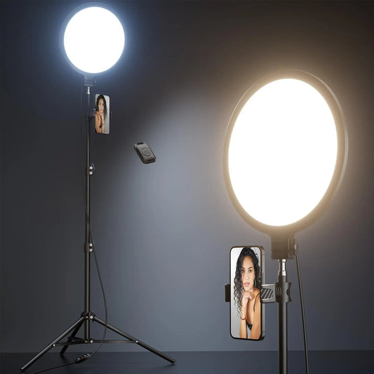 Weilisi 10.5" Ring Light with 69" Tripod Stand & Phone Holder – Full-Screen Zoom, Dimmable LED for Video, Makeup, Live Stream, Remote for iPhone/Smartphone