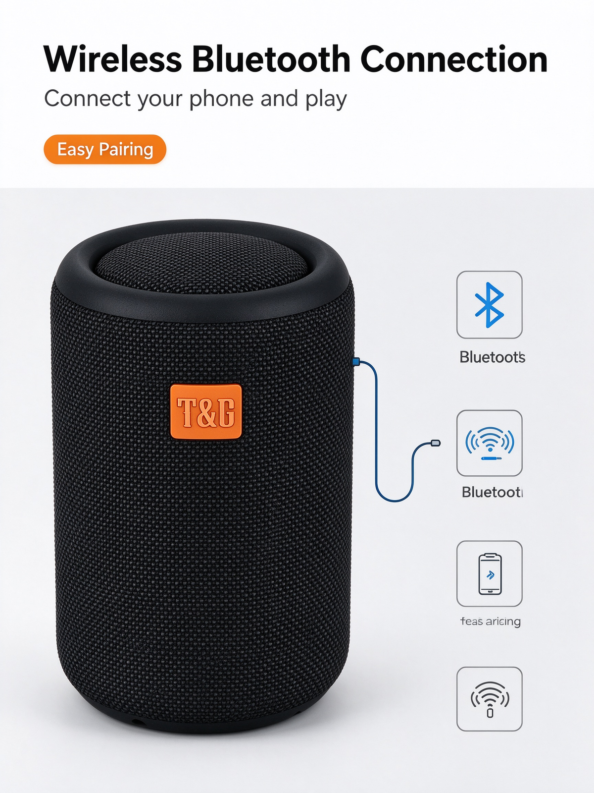 TG365 LED Light Wireless Speaker – Portable Outdoor Wireless Speaker with Built‑In Mic, TWS Stereo, AUX, Micro SD/TF Card, Hands‑Free Calls, FM, USB Drive & Enhanced Shockproof Design – Birthday Party Gif