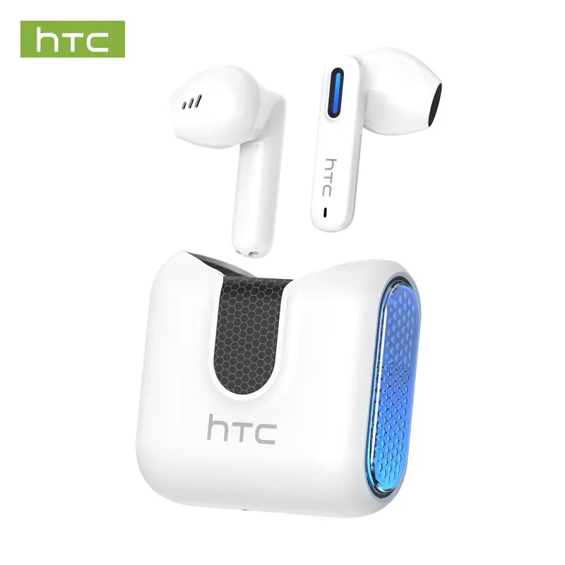 【White】HTC NE49 Wireless Earbuds Bluetooth 6.0 Gaming Headsets High Fidelity IPX5 Waterproof, Suitable for Office, Sports, Study and Audio Calls, Built-in Microphone, TWS Earphones