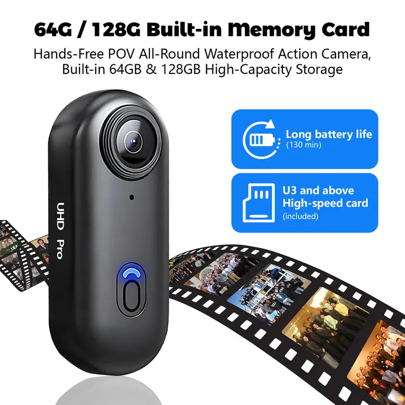 NUISK Thumb Action Camera, Portable POV Body Cam, Ultra Compact, Hands-Free, Compact Magnetic Sports Camera,. Ideal for Cycling, Pets, Vlogging. Supports U3+ Card, Waterproof. Perfect Gift for Beginners. Spring Renewal. tiktokshopspringglowup summerwins