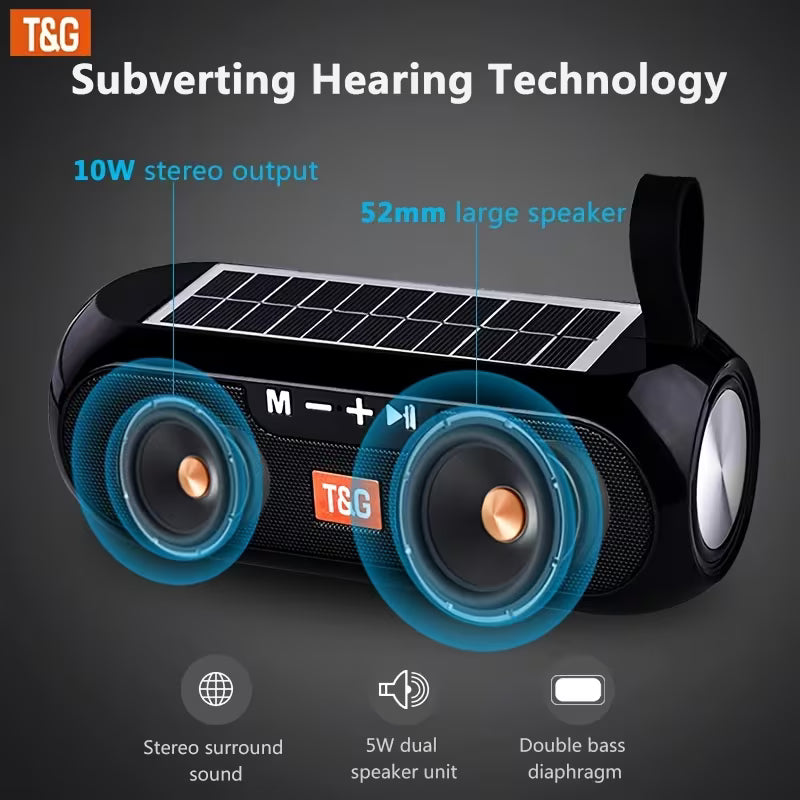 TG182 Solar Speaker – Wireless Outdoor,10W USB Portable,TF Card & FM Radio,AUX Input – Perfect for Outdoor,Party & Daily Use