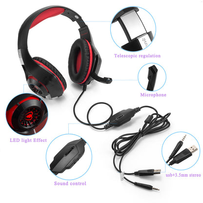 Gaming Headset with Noise-Canceling Mic – Deep Bass Stereo Sound, Compatible with PS4/PS5/Xbox One/Switch/PC