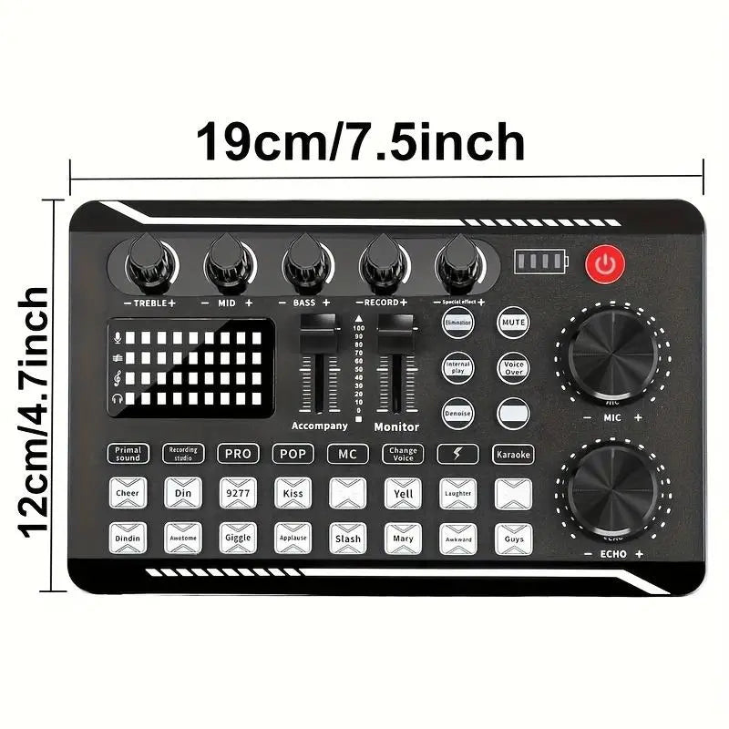 F998 Live Sound Card Audio Mixer – Podcast Interface with DJ Effects, Voice Changer & Sound Effects for Karaoke, Live Streaming, Gaming PC