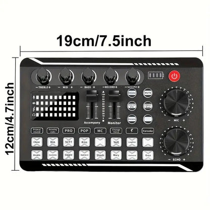 F998 Live Sound Card Audio Mixer – Podcast Interface with DJ Effects, Voice Changer & Sound Effects for Karaoke, Live Streaming, Gaming PC