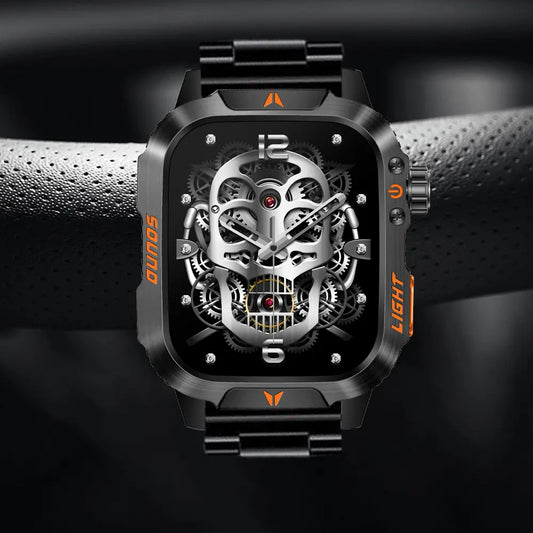 2026 Manly Style Smart Sports Watch with LED Lights - Wireless Calling, Message Reminders, Sports Mode, Voice Assistant and More for Men, Compatible with Android and iPhone