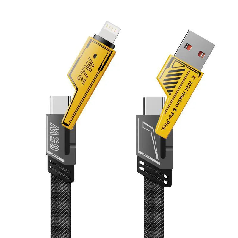 【Buy 1 Get 1 FREE】4-in-1 USB Charging Cable – 5FT Fast Charging MAX 100W, USB-A + Type-C, Aluminum Alloy – for iPhone, Samsung Galaxy, Android, iPad Pro
