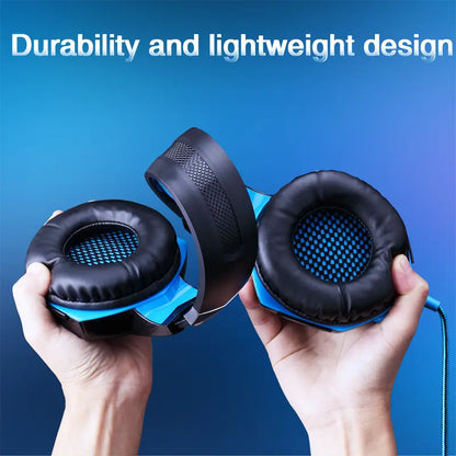 Gaming Headset with Microphone – Bass Stereo Sound, Soft Memory Foam Earcups, LED Lights, Compatible with PC & Laptop Computers, Gaming Accessories