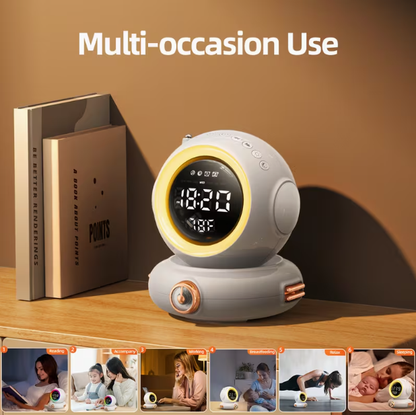 Wake-Up Light Alarm Clock with Wireless Speaker – Dual Alarms, FM Radio, Sunrise Simulation, Snooze, 8 Brightness Levels, 6 Soothing Sounds, ABS Bedside Clock
