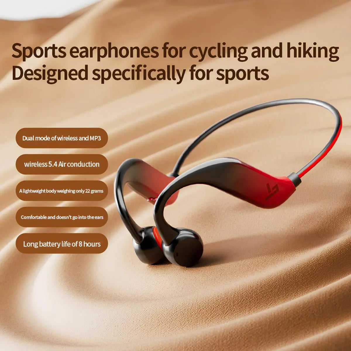 G11 Open-Ear Bluetooth Bone Conduction Sport Headphones - Sweat Resistant Wireless Earphones with Built-in Mic and Hair Band for Workouts and Running