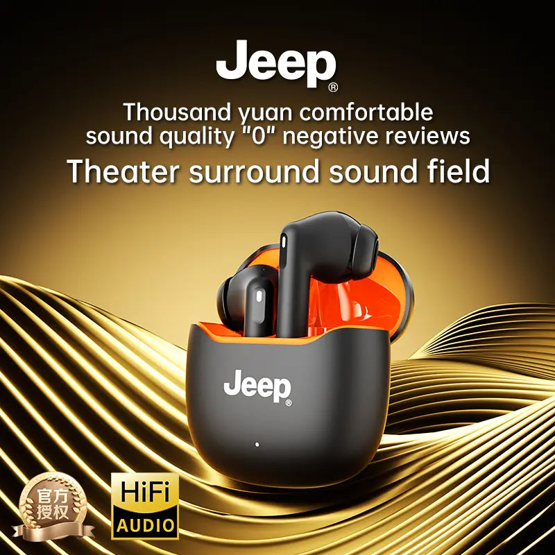 Jeep Series Semi-In-Ear Bluetooth 6.0 Headphones - Type-C Charging, 5H Playback, HD Calls, Anti-Slip Silicone Cover