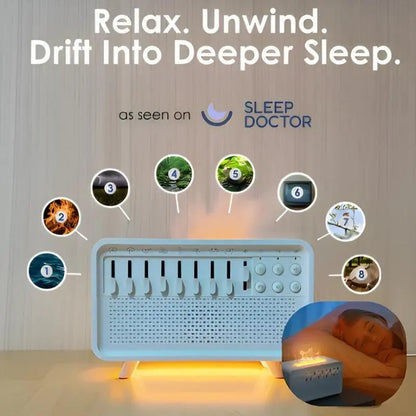 4-in-1 Wireless White Noise Machine – 8 Nature Sounds, Essential Oil Diffuser, Bluetooth Speaker, Night Light – Perfect for Sleep, Meditation, Work, Learning & Yoga