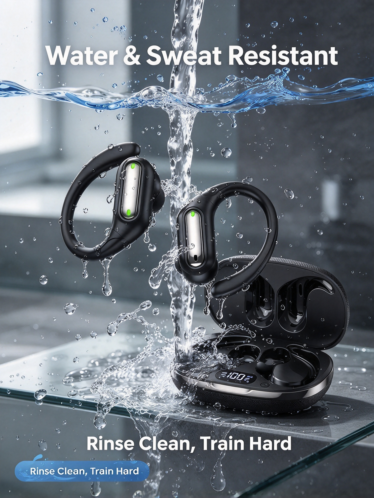S13 Ear-Hook Bluetooth Earphones - ANC Noise Cancelling, Hi-Fi Sound, Long Battery for Sports