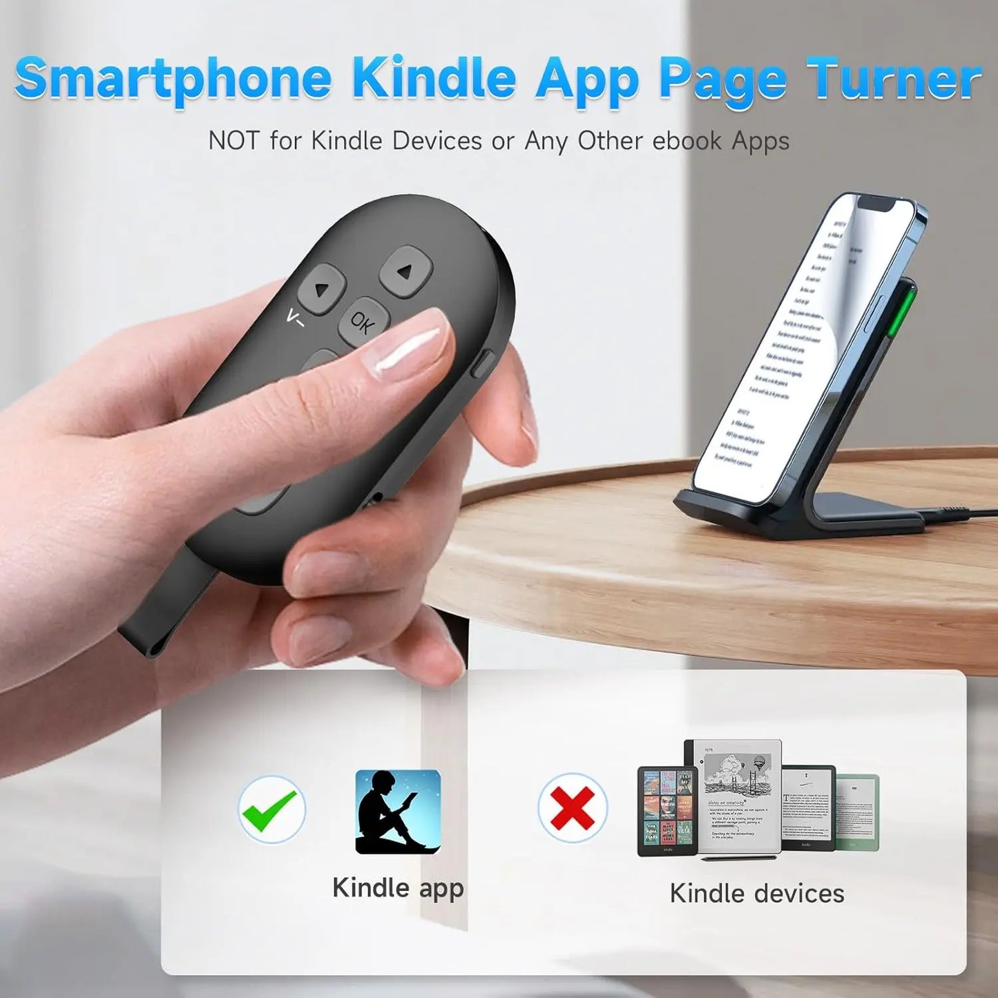 SEANCHEER R1 Scrolling Remote Control for Phone, Page Turner for Kindle App (Not for All Kindle Devices), Camera Shutter Controller for Photo and Video, Connect via Bluetooth, USB-C Charging – 🔥 Buy 1 Get 1 FREE 🔥 (Limited Offer)