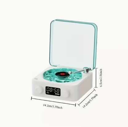 Multifunctional White Noise Speaker – 4 Natural Sounds, Adjustable Ambient Lighting, Wireless Audio, 4 Play Modes, Retro Turntable Design