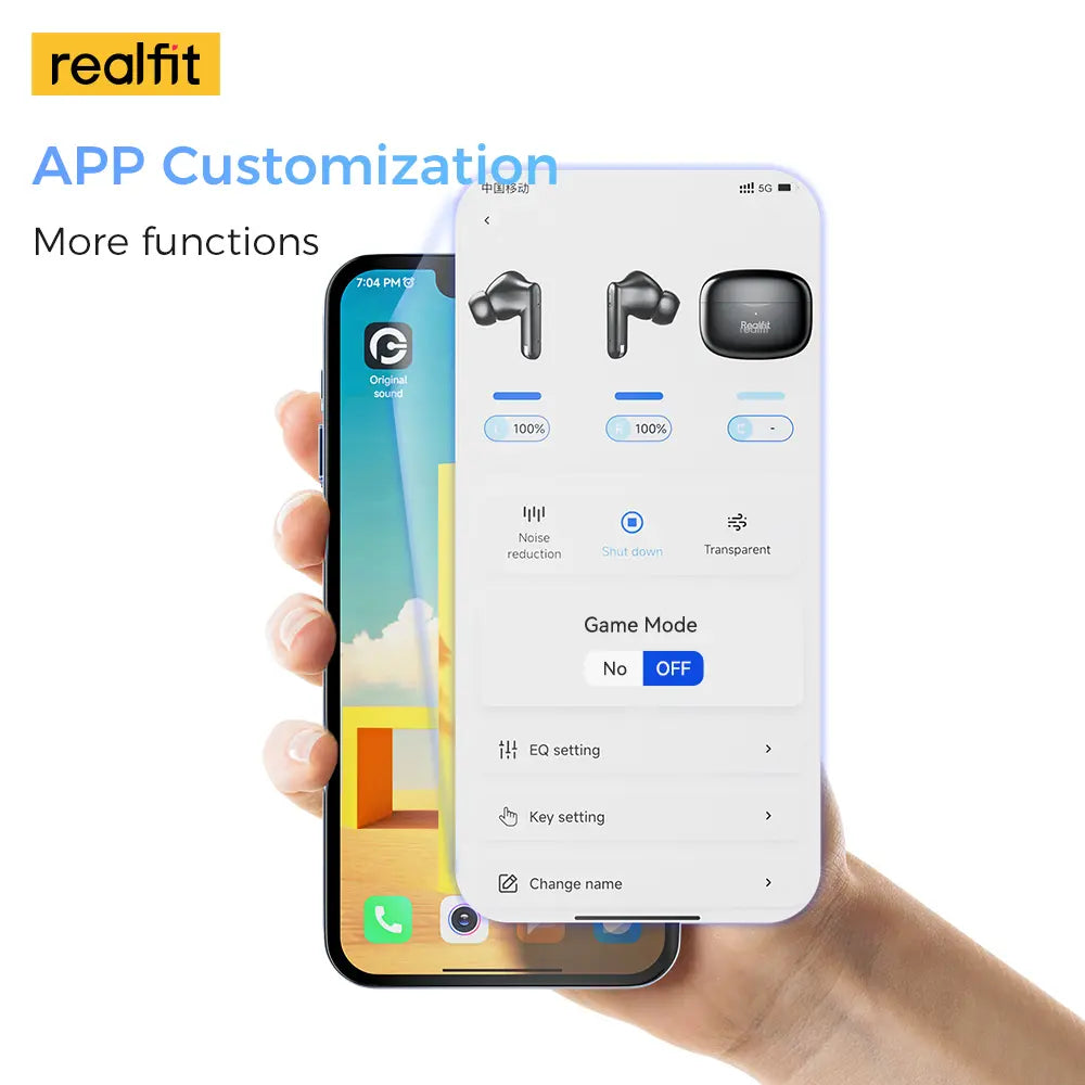 Realfit F3 APP Control TWS Earbuds - ANC Noise Cancelling, 360° Spatial Sound, IPX5 Water Resistant