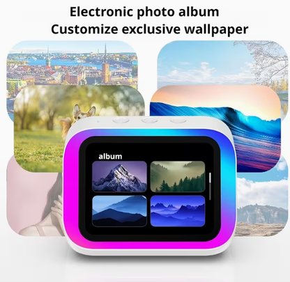 AI Smart Speaker & Alarm Clock with Wireless Speaker – Dynamic RGB Light, Hi-Fi Stereo Sound, HD Smart Display, Answer/Make Calls, Voice Assistant, Period Tracker, 2500mAh Battery, Portable Bedside Digital Clock