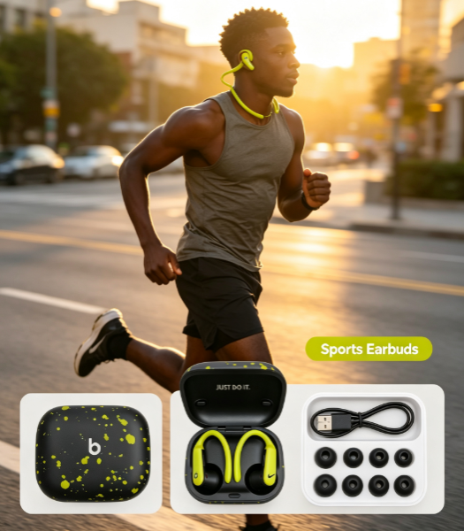 New Collaboration Power Pro2 Ear-Hook Wireless Sports Bluetooth Earphones with Pop-Up Display and Mic