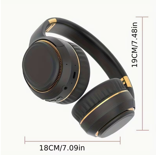 Wireless Over-Ear Headphones with Noise Cancelling – FM Radio, AUX & USB-C, Soft Earpads, Foldable, Breathing Lights, Mic, Compatible with PC/Laptop/Phone/Tablet/PS/Xbox