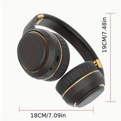 Wireless Over-Ear Headphones with Noise Cancelling – FM Radio, AUX & USB-C, Soft Earpads, Foldable, Breathing Lights, Mic, Compatible with PC/Laptop/Phone/Tablet/PS/Xbox
