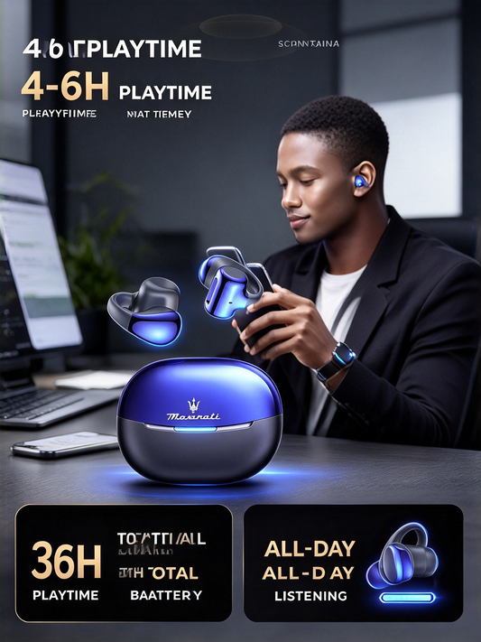 2026 New Collaboration Clip-On Earbuds - Sports Bluetooth Earphones with Premium Style