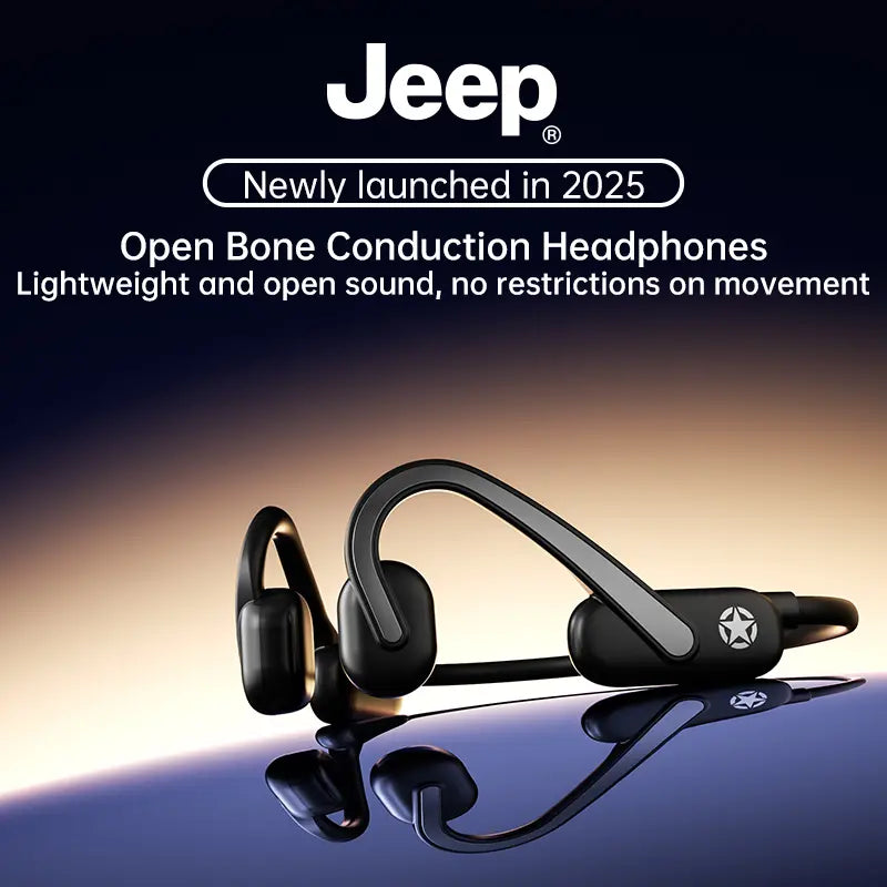 Jeep JP EC026 Bone Conduction Headphones - Bluetooth 5.3, IPX5 Water Resistant, Open-Ear for Running, Cycling and Fitness
