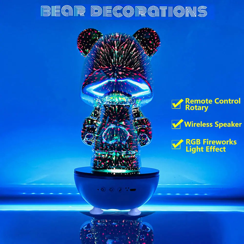 HITOZON Cordless Portable Bluetooth Speaker, RGB 360° LED Light, Remote Control, Bedroom Decor & Cool Gift for Adults