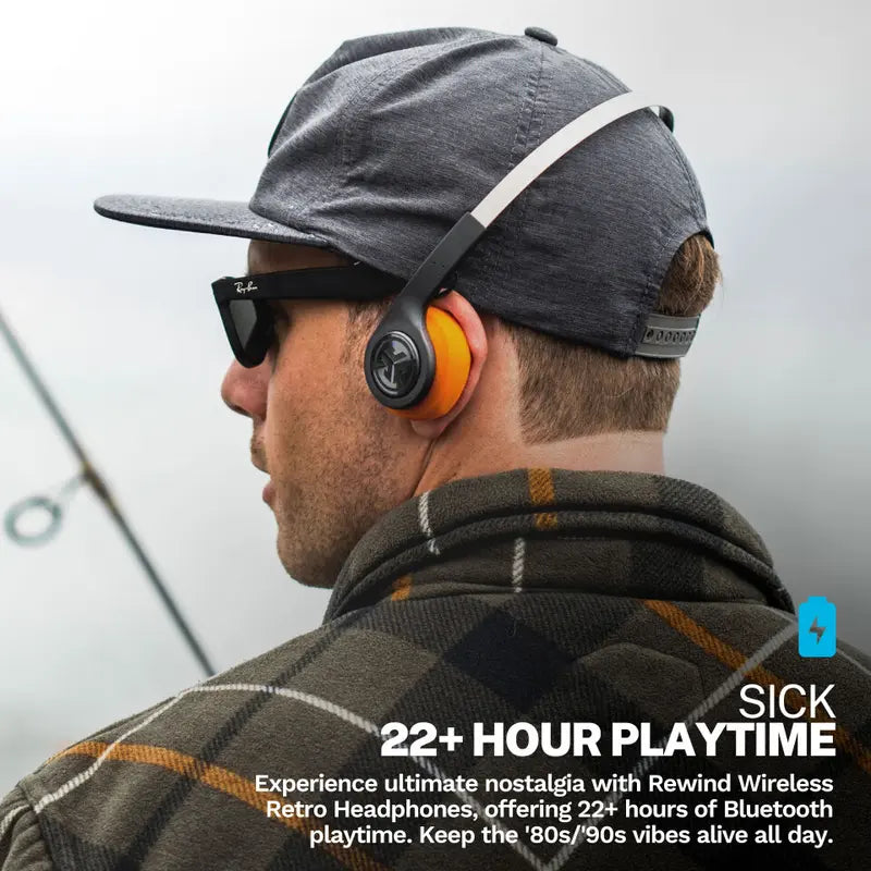 JLab Rewind 2 Wireless Retro Bluetooth Headphones - 20+ Hours Playtime, Custom Sound, Rechargeable Lightweight Design