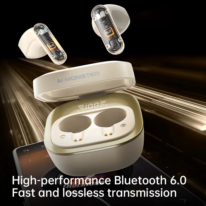 Monster W50 Wireless Sports Bluetooth Headset - Semi-In-Ear, Noise Reduction, Universal Long Battery Life