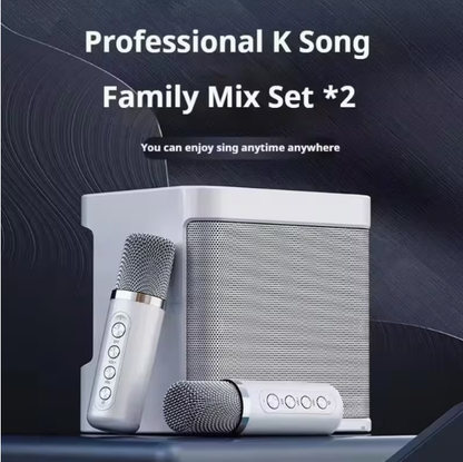 Portable Wireless Karaoke Speaker with 2 Mics – PA System, TWS, USB/AUX/TF/REC Inputs, HD Sound, Echo/Bass Control, Rechargeable, Anti-Slip, for Home, Outdoor & Travel