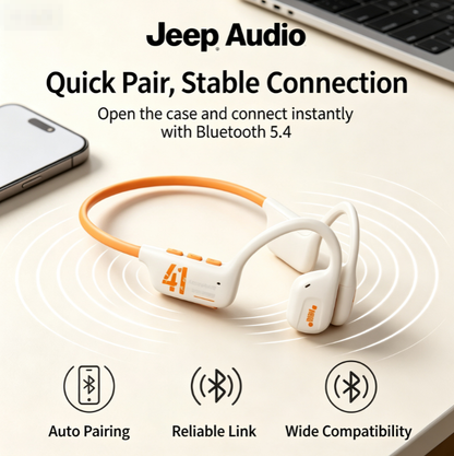 Jeep JPS EC001 Air Conduction Wireless Bluetooth Headset - Ear-Mounted Sports Headphones with Ultra-Long Battery Life for Running