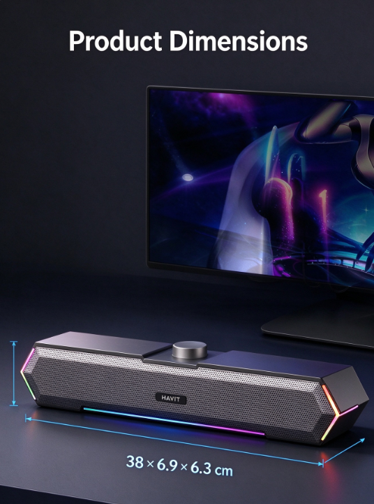 Havit M19 Wired Bluetooth Speaker – Desktop Computer Speaker with Deep Bass