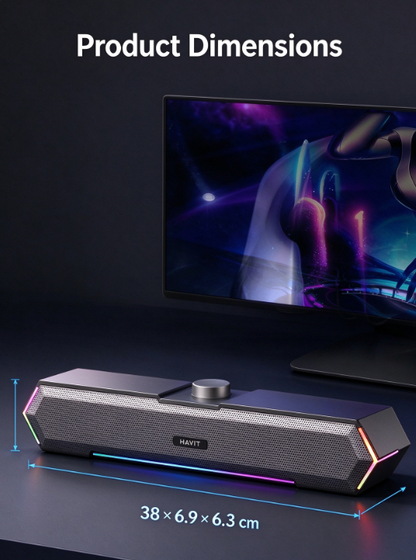 Havit M19 Wired Bluetooth Speaker – Desktop Computer Speaker with Deep Bass