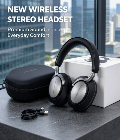 PX71 ANC Over-Ear Bluetooth Headphones - Metallic Finish with Curved Hook Design and Active Noise Cancelling