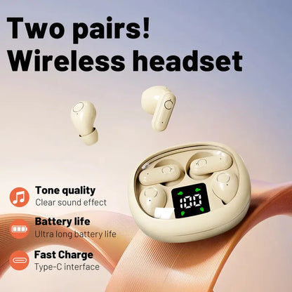 Wireless Earbuds – In-Ear Design, Noise Cancelling, True Wireless with Digital Display, Bluetooth 5.4, Gaming & Fitness Headset for Running & Exercising, Lightweight