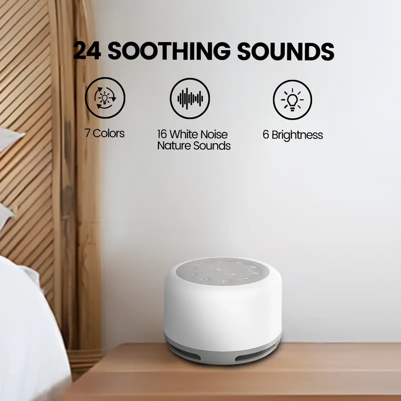 Vaydeer White Noise Sound Machine - Portable Sound Machine for Adults, Sound Machine for Sleep, with Bluetooth Function,24 Soothing Sounds,7 Colors Light, Timer, White Noise Machine for Sleeping Office Privacy Home Gift, Christmas present