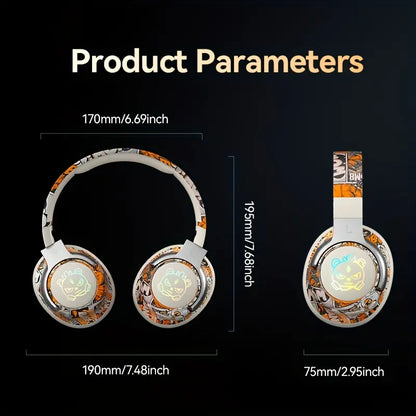 LED Light Wireless Headphone – Foldable Bluetooth Headphones for Gaming, Compatible with PC/iOS/Computers, Electronics Audio Headphone