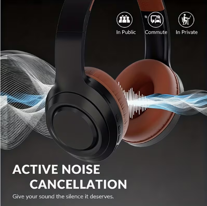 Active Noise-Cancelling Wireless Headphones – Deep Bass, Clear Calls, HiFi Stereo, Built-in Mic, 46H Battery, Foldable Lightweight, Compatible with 3.5mm Audio Cable