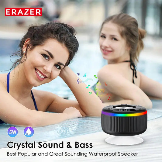 ERAZER XM102 – IPX6 Waterproof Shower Bluetooth Speaker with Suction Cup, Portable Wireless Speaker for Home/Party/Outdoor/Beach