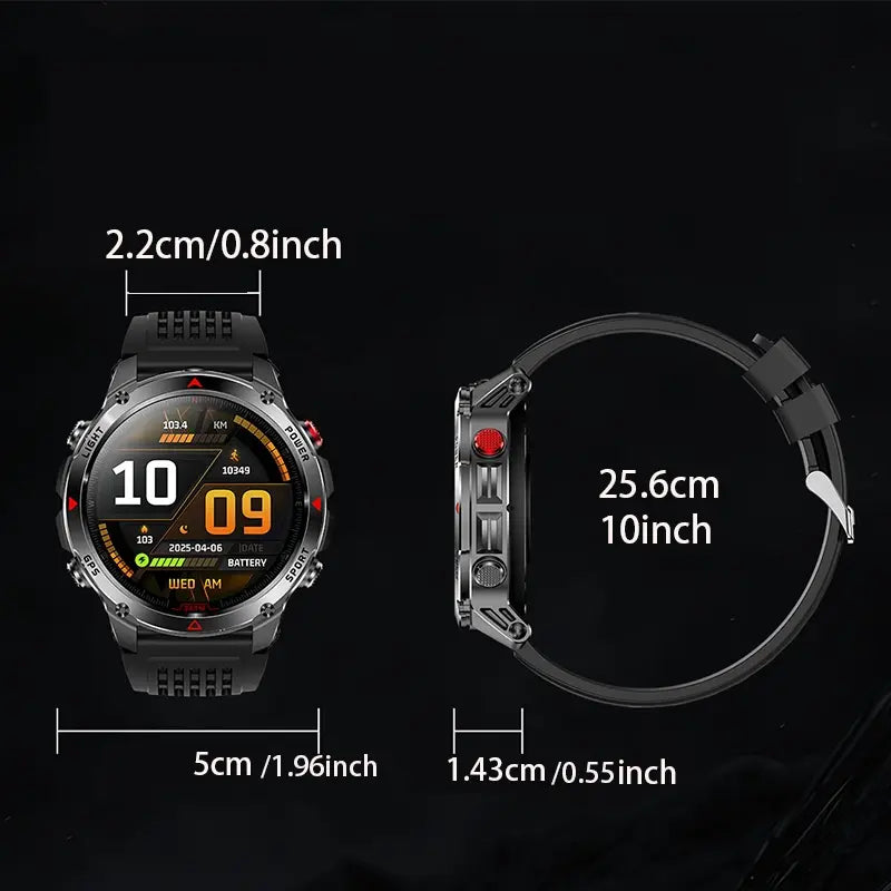 GPS Digital Smartwatch – Outdoor Sports Fitness Watch with Wireless Call, 100+ Sports Modes, Calorie Counter, Weather Alarm, LED Compass – Gift for Men & Women