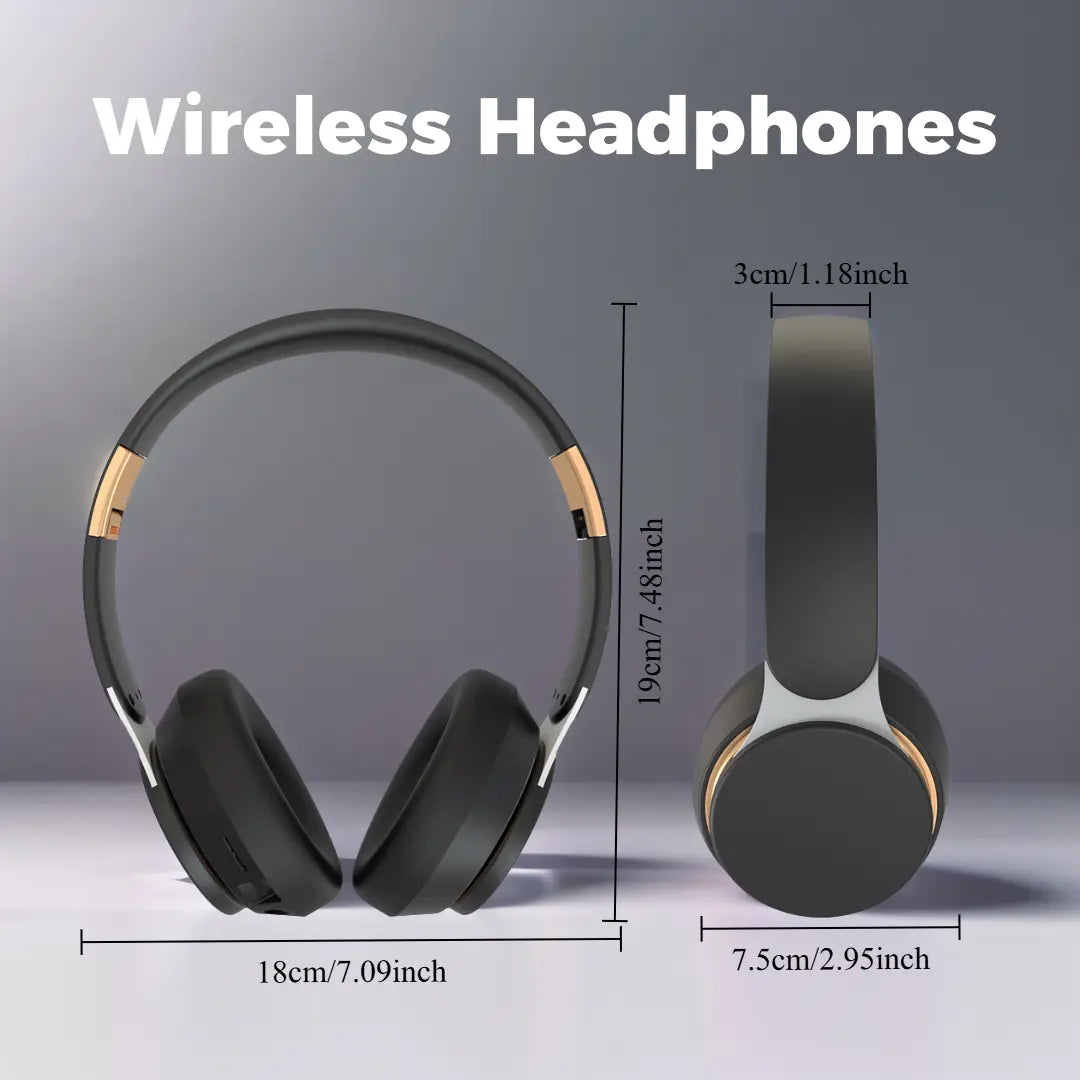 Wireless Over-Ear Headphones with Microphone - Deep Bass, Comfortable Protein Ear Cushions, Bluetooth Gaming Headset for PC and Travel