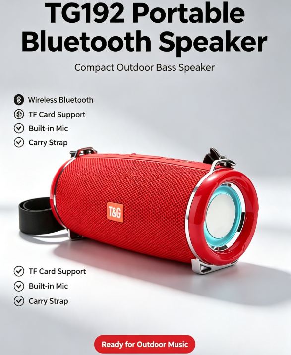 TG192 Portable Wireless Speaker – Glitter LED Lights, Music Player for Gaming & Festivals