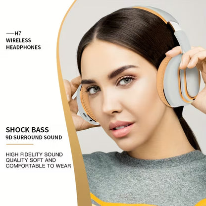 Shock Bass Wireless Over-Ear Headphones with Mic - FM Radio, TF Card, AUX, Foldable for Travel, Home and Office