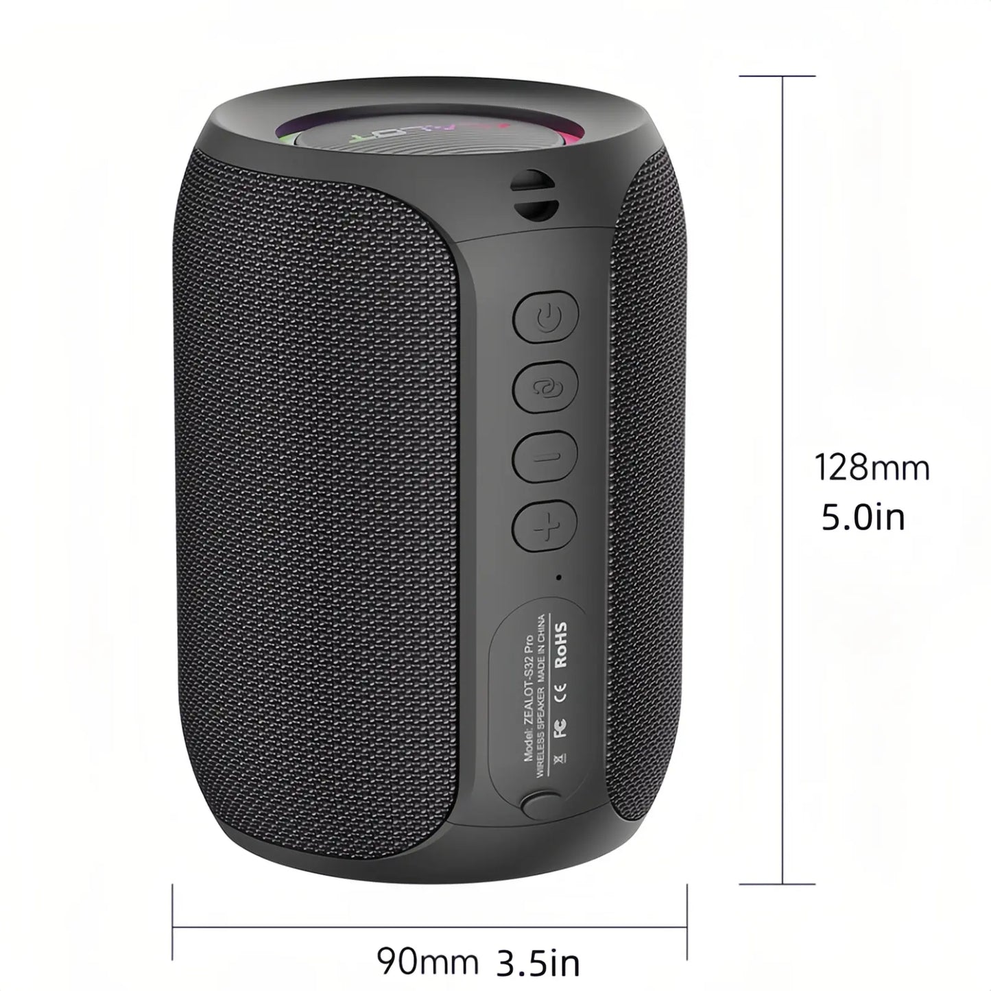 ZEALOT Portable Bluetooth Speaker – Outdoor Wireless, RGB Lights, IPX5, 12H Playback, Heavy Bass – Mini Lightweight for Camping & Hiking