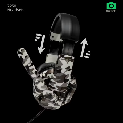Gray Camo Wired Gaming Headset with Mic – Noise Isolating, Volume Control, 3.5mm/USB, for PS/Xbox/Switch